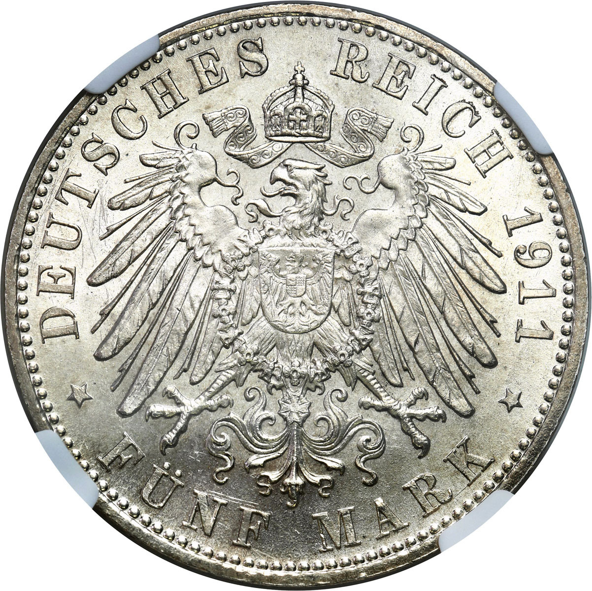 Niemcy, Bawaria. 5 Marek 1911 D, Monachium NGC UNC - PIĘKNE